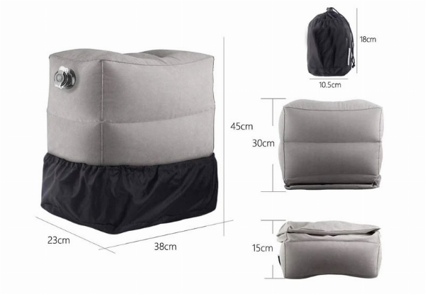 Inflatable Travel Foot Rest Pillow Adjustable Height - Three Colours Available