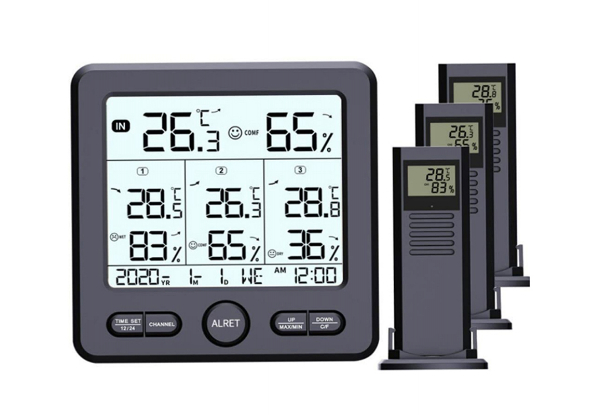 Digital Thermometer with Three Remote Sensors - Two Colours Available