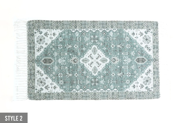 65 x 110cm Renee Taylor Vintage Handwoven Bath Rug  - Four Styles Available