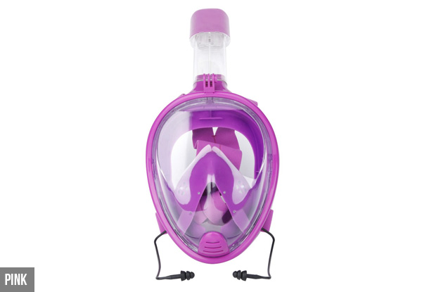 Full-Face Snorkeling Mask with Ear Plugs - Three Colours & Two Sizes Available
