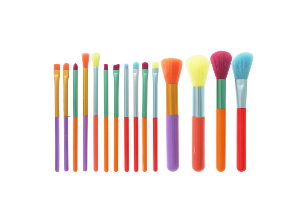 15-Piece Rainbow Makeup Brushes