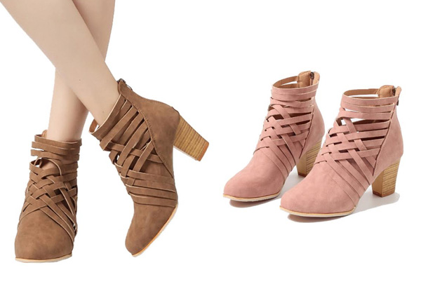 Cross Strap Cage Ankle Boots with Free Delivery