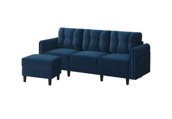 Velvet Upholstered Corner Sofa