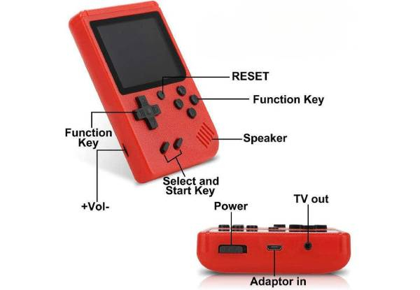 500 in 1 Handheld Gaming Console - Red