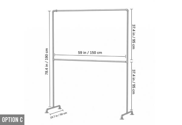 Industrial Freestanding Pipe Clothing Rack Range - Six Options Available
