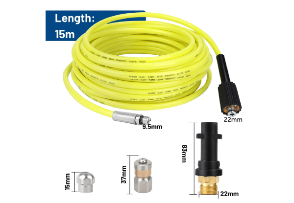 10M Pressure Washer Pipe Adapter Set Compatible with Karcher KSeries - Option for 15M