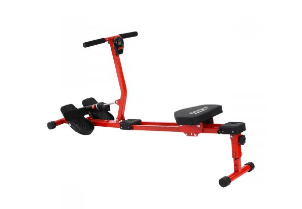 12-Level Resistance Hydraulic Rowing Machine with Adjustable LCD Monitor