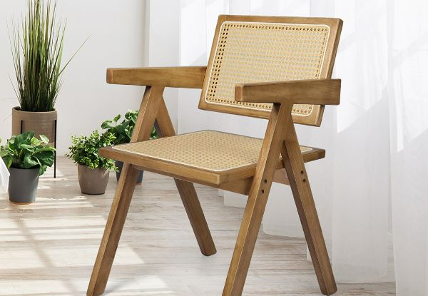 Levede Wood Rattan Dining Chair - Option for Two-Piece