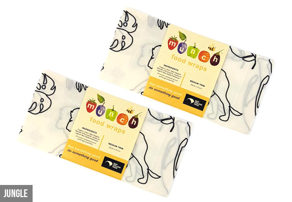 Two-Pack of Medium-Sized Beeswax Food Wraps - Four Options Available