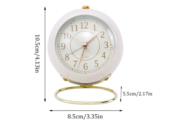 Non-Ticking Vintage Metal Desk Gold Clock - Four Colours Available
