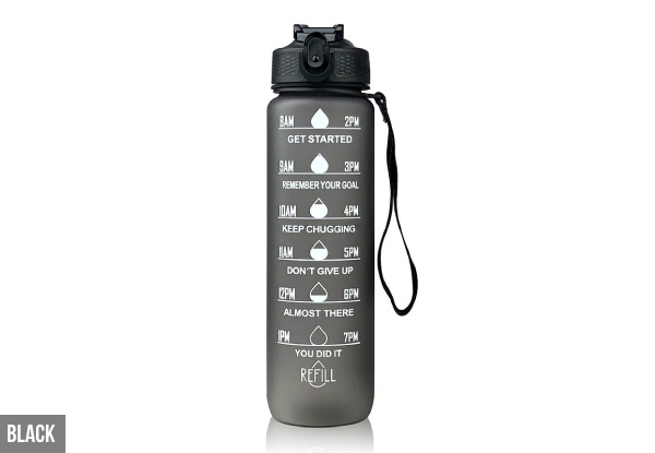 1L Water Bottle with Time Scale - Six Colours Available