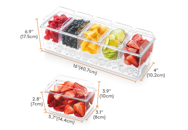 Ice Chilled Condiment Caddy with Five Containers