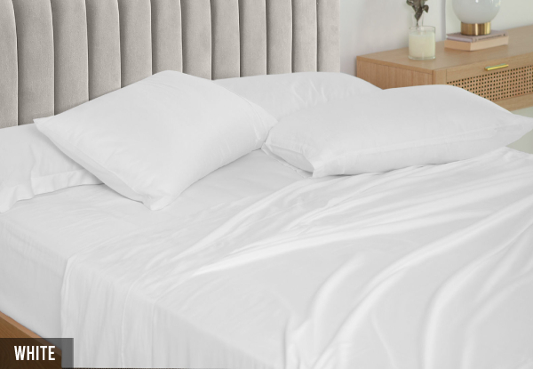 Four-Piece Royal Comfort 1500TC Cotton Rich Fitted Sheet Set - Available in Four Colours & Two Sizes