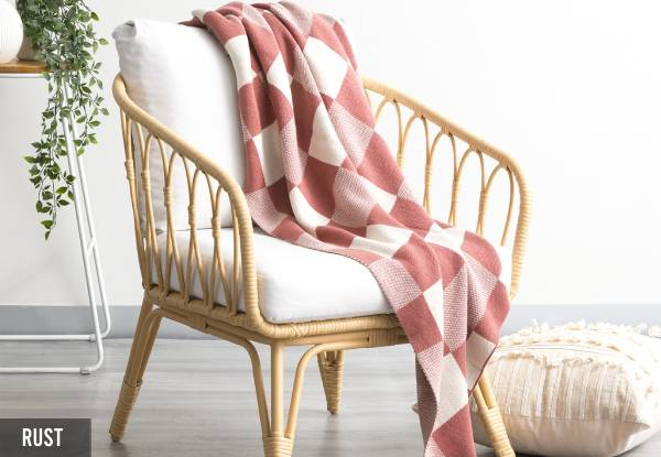 Renee Taylor Newport Checkered Cotton Knitted Throw - Five Colours Available