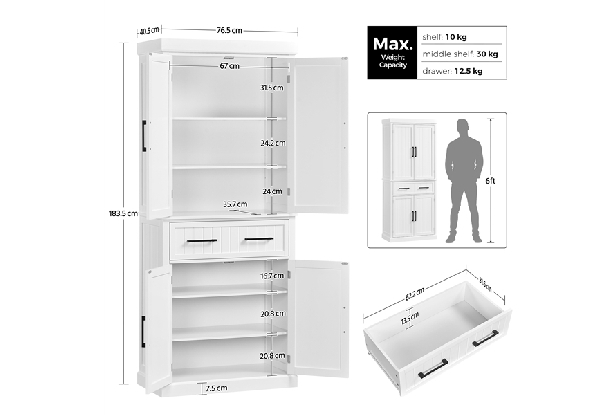 Kitchen Pantry Cabinet - Two Colours Available