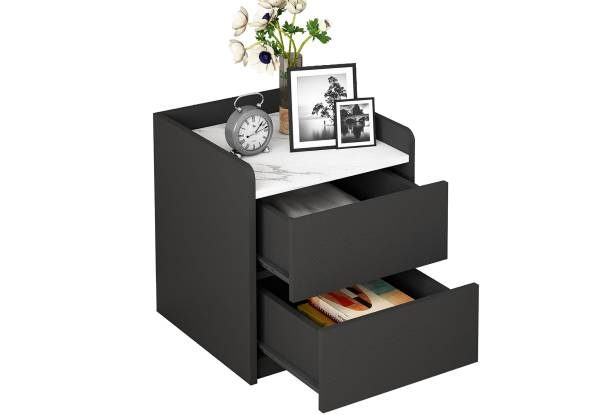 Black & White Bedside Table with Two-Drawers