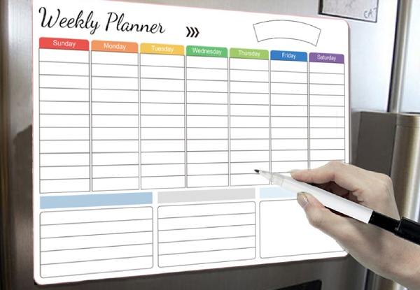 Weekly Planner Magnetic Whiteboard with Two Erasable Pens