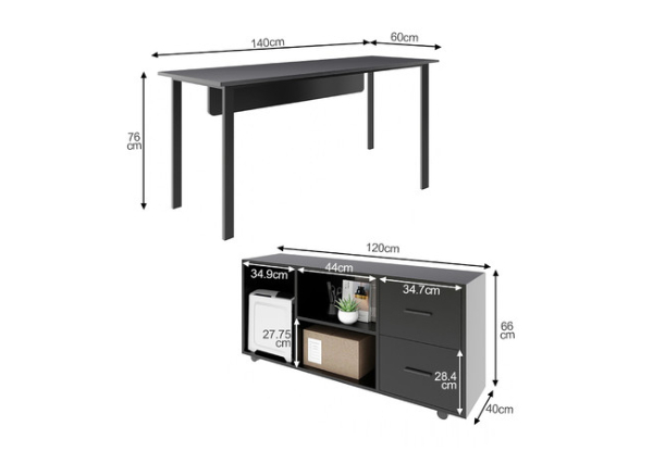 Detachable Cabinet Storage Shelves with Workstation Table - Two Colours Available