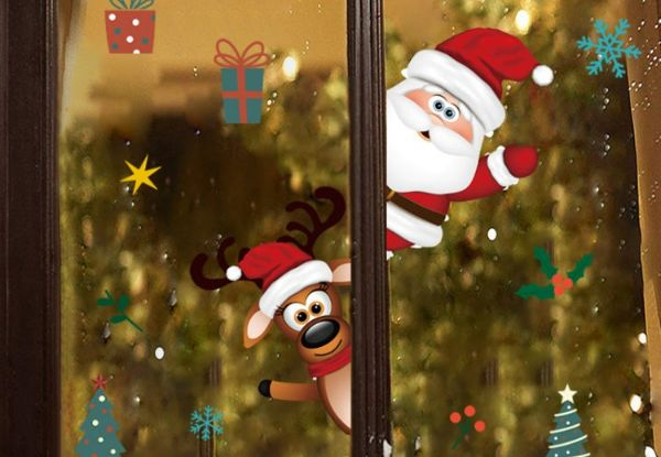 Two-Piece Cartoon Christmas Stickers Decoration