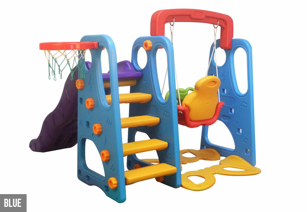Indoor or Outdoor Kids' Slide & Swing Set incl. Ball Pool & 200 Balls - Blue or Pink Available
