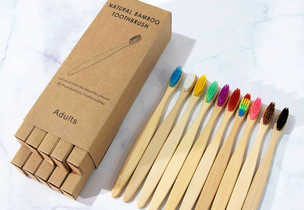 10-Pack of Environmental Bamboo Toothbrushes - Option for Adult or Kids Set