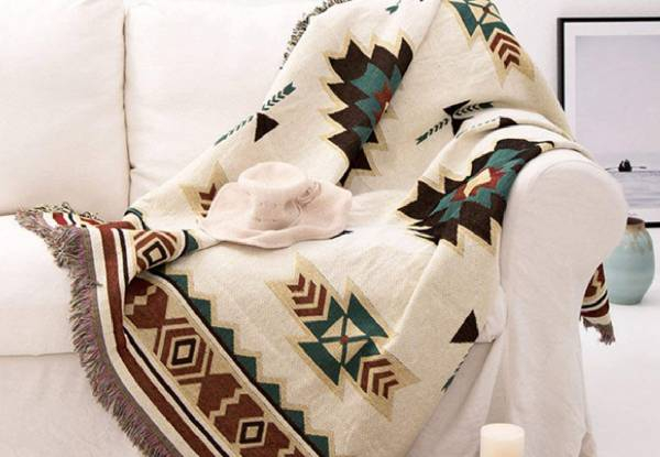 Double-Sided Boho Woven Throw Blanket - Four Sizes Available