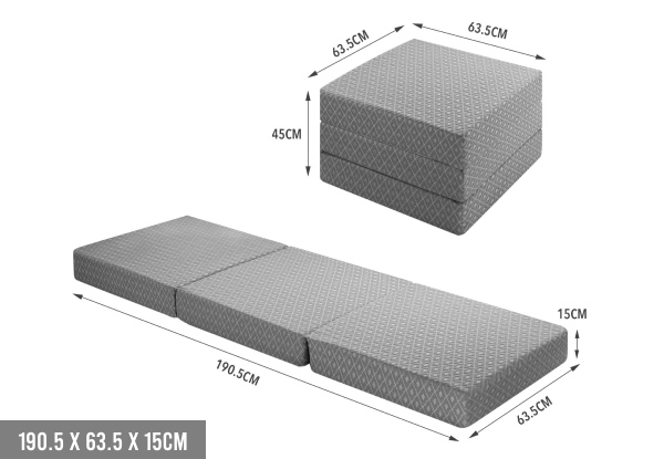 Single Foam Trifold Mattress with Removable Cover - Three Options Available