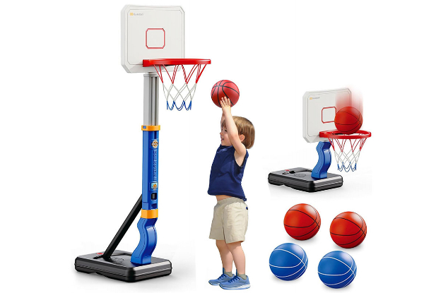 Kids Portable & Adjustable Basketball Hoop - Two Colours Available