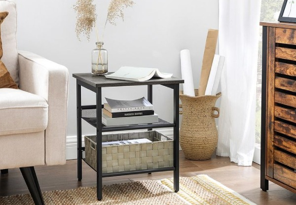 Vasagle Two-Pieces End Table with Adjustable Mesh Shelves