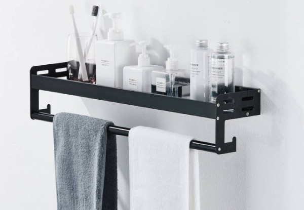 Bathroom Shelf with Towel Rail & Hook - Two Sizes Available