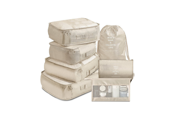 Seven-Piece Travel Packing Cube Luggage Organiser - Available in Six Colours