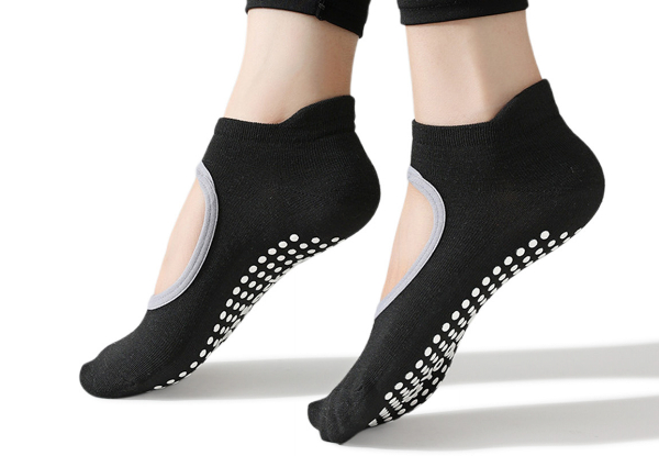 Four Pairs Women's Pilates Socks with Grips - Option for Eight Pairs