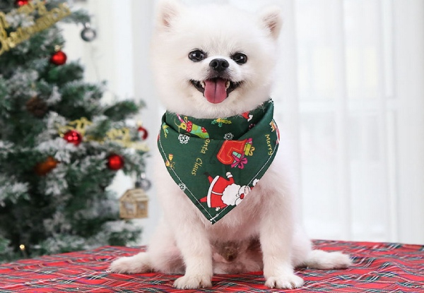 Two-Pack of Christmas Pet Bandanas - Two Sizes & Three Colours Available