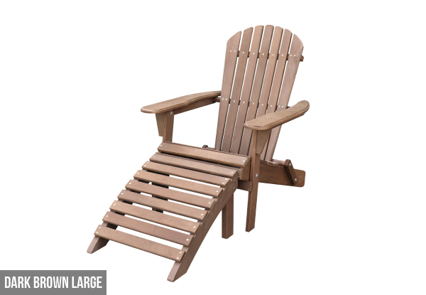 Adirondack Folding Chair incl. Wooden Ottoman - Five Options Available