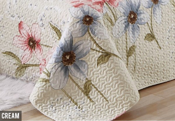 Summer Floral Bedspread Set - Three Colours & Two Sizes Available