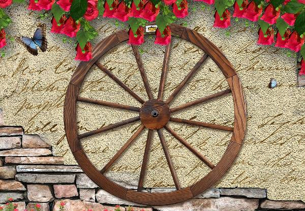 60.5cm Large Wooden Garden Wheel - Option for 76cm