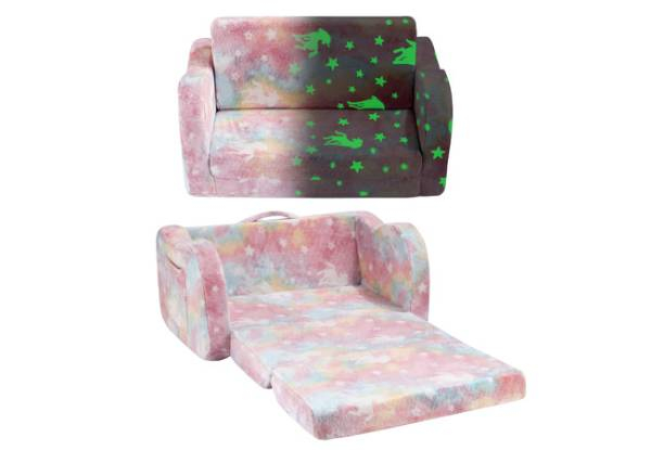 Kids Glow in the Dark Two-Seater Flip-Out Sofa - Two Colours Available