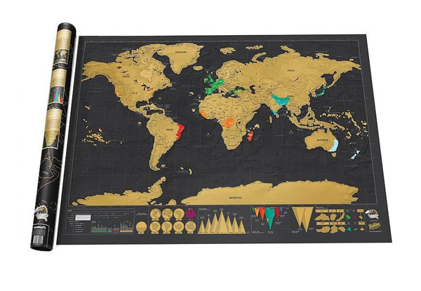 Deluxe Travel Scratch Off World Map - Options for Two or Three Maps