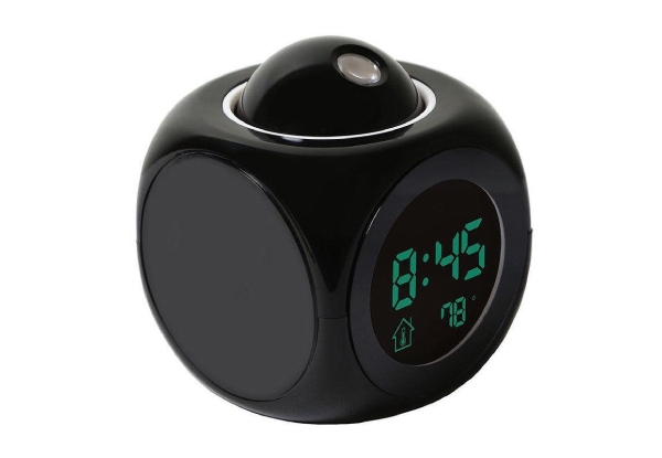 Digital Alarm Clock with Voice Talking LED Temperature Projection - Two Colours Available