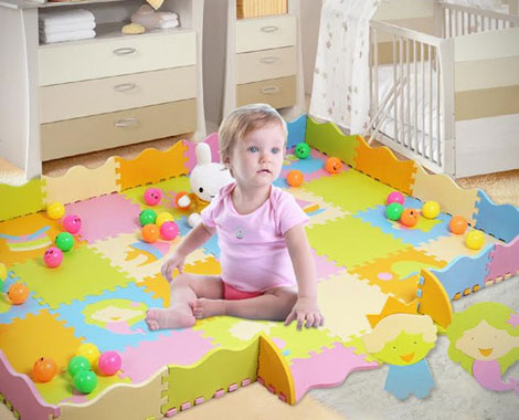 $19 for an EVA Foam 48 Piece Baby Play Mat with Assembled Fence