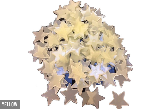 50-Piece 3D Stars Glow in the Dark Wall Stickers - Available in Five Colours
