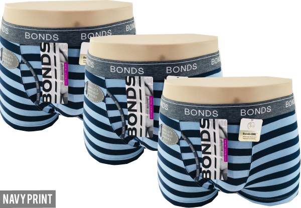 Three-Pack of Men's Bonds Trunks - Five Sizes & Six Designs Available