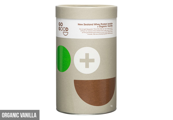 1kg of Go Good Organic Whey Protein Isolate - Two Flavours Available