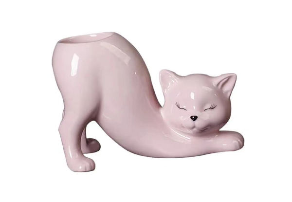 Cute Cat Resin Flower Pot - Three Colours Available