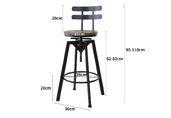 Levede Industrial Adjustable Swivel Stool