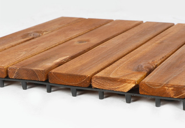 Nine-Pack of Wooden Deck Floor Tiles