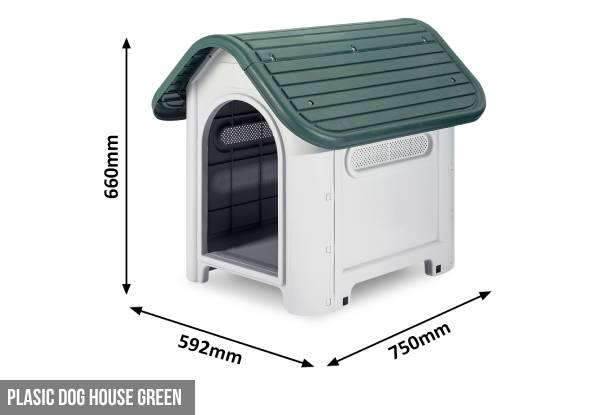 Plastic Dog House Range - Four Colours & Four Sizes Available