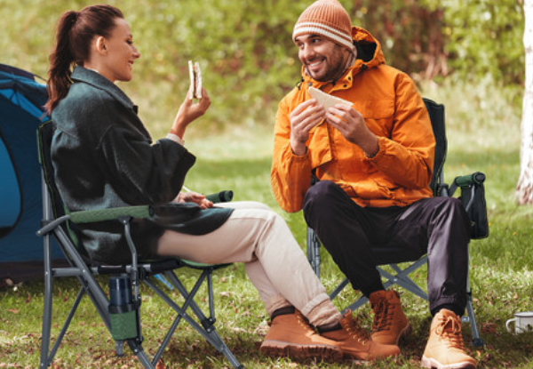 Folding Camping Chair with Armrests Cup Holder - Two Colours Available