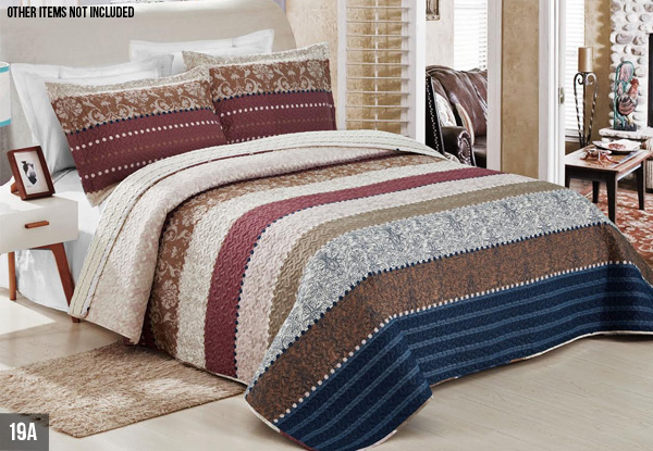 Quilted Bedspread Set - Two Sizes & Three Styles Available