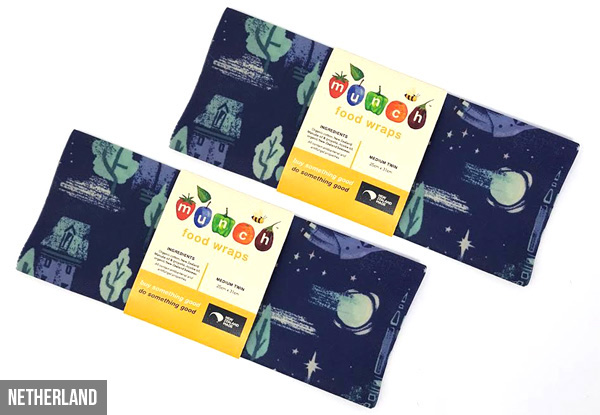 Two-Pack of Medium-Sized Beeswax Food Wraps - Four Options Available